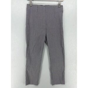 Tribal Dress Pants Women 4 Blue White Geometric Print Slim Ankle Pull On Stretch